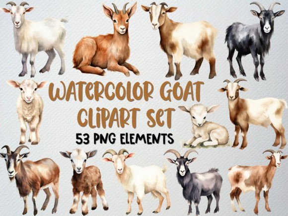 Download Watercolor Goat Clipart Set, Lamb Png - Lamb png Collection