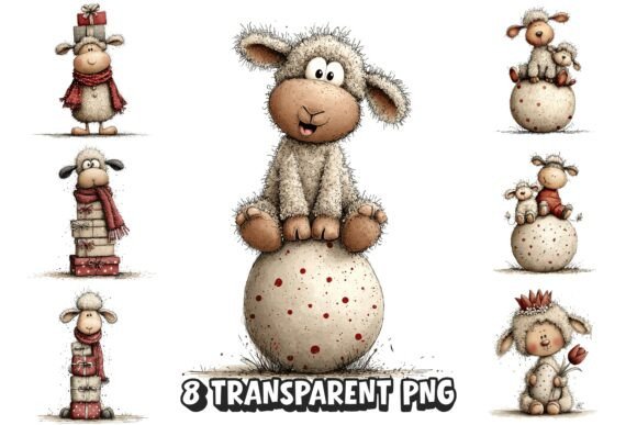 Download 8 Cute Whimsical Easter Lamb PNG - Premium Bundle