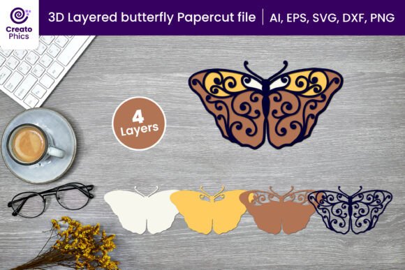 Download 3D Layered Butterfly Cutting File SVG - Cutting file Collection