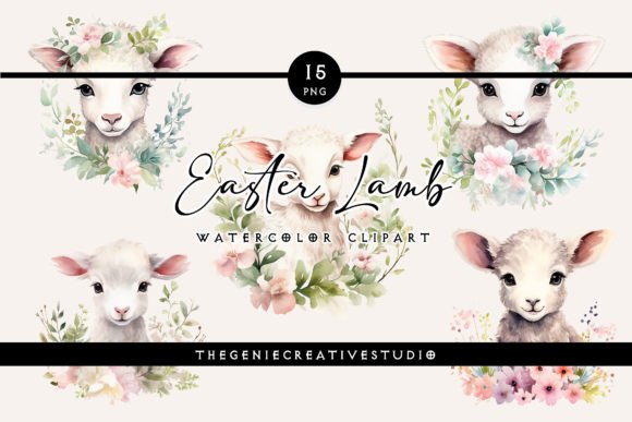 Download Watercolor Easter Lamb PNG Clipart Set - Lamb png Collection