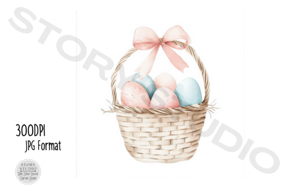 Download Pastel Easter Basket with Pink Bow - Premium Resources